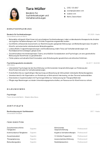 Lebenslauf-Muster für Berater*in für Suchterkrankungen und Verhaltensstörungen