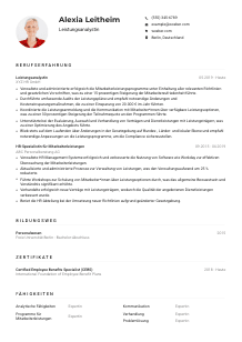 Lebenslauf-Muster für Leistungsanalyst*in
