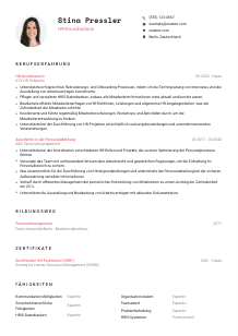 Lebenslauf-Vorlage für HR-Koordinator*in #1