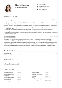 Lebenslauf-Muster für Projektmanager*in HR