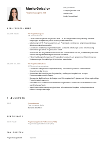Lebenslauf-Vorlage für Projektmanager*in HR #1