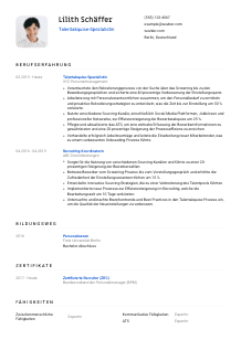 Lebenslauf-Vorlage für Talentakquise-Spezialist*in #1