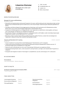 Lebenslauf-Muster für Manager*in für Lernen und Entwicklung
