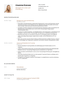 Lebenslauf-Vorlage für Manager*in für Lernen und Entwicklung #1