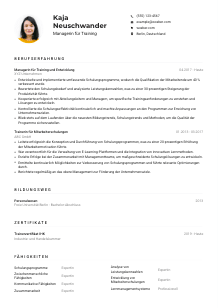 Lebenslauf-Muster für Manager*in für Training