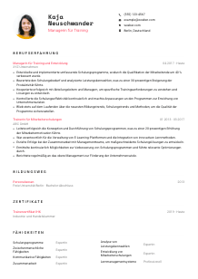Lebenslauf-Vorlage für Manager*in für Training #1