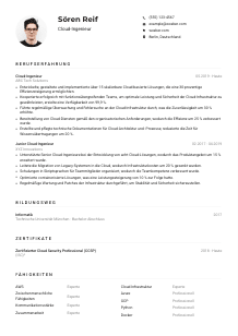 Lebenslauf-Muster für Cloud-Ingenieur*in