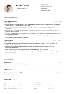 Lebenslauf-Muster für Hardware-Ingenieur*in