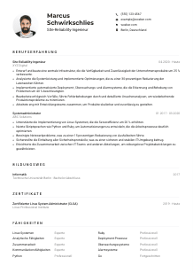 Lebenslauf-Muster für Site-Reliability-Ingenieur*in