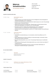 Lebenslauf-Vorlage für Site-Reliability-Ingenieur*in #1