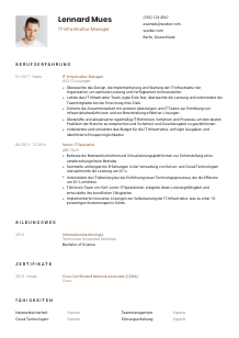 Lebenslauf-Vorlage für IT-Infrastruktur-Manager*in #1