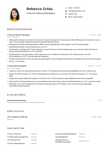 Lebenslauf-Muster für IT-Service-Delivery-Manager*in