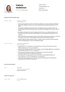 Lebenslauf-Vorlage für IT-Service-Manager*in #1