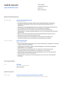 Lebenslauf-Vorlage für Cybersicherheitsforscher*in #1