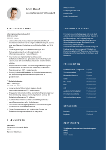 Lebenslauf-Vorlage für Informationssicherheitsanalyst*in #2