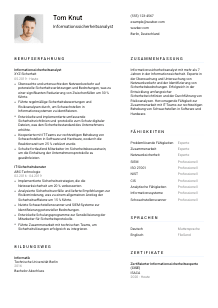 Lebenslauf-Vorlage für Informationssicherheitsanalyst*in #1