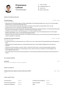 Lebenslauf-Muster für Sicherheitsanalyst*in