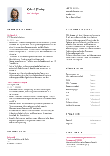 Lebenslauf-Vorlage für SOC-Analyst*in #2