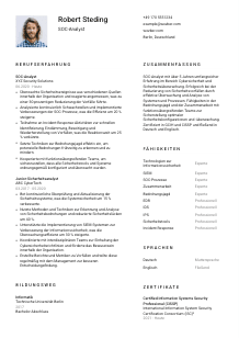 Lebenslauf-Vorlage für SOC-Analyst*in #1