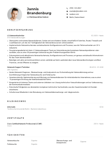 Lebenslauf-Muster für L2-Netzwerktechniker*in