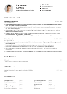 Lebenslauf-Muster für Netzwerksicherheitstechniker*in