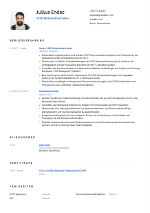 Lebenslauf-Vorlage für VOIP-Netzwerktechniker*in #1