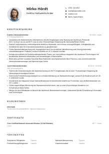 Lebenslauf-Muster für Drahtlos-Netzwerktechniker*in