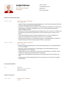 Lebenslauf-Vorlage für Anwendungs-Support-Manager*in #1