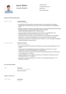 Lebenslauf-Vorlage für Computer-Bediener*in #1