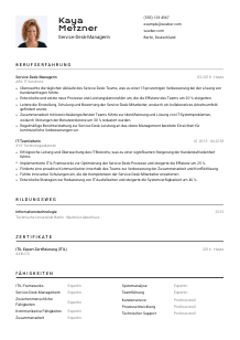Lebenslauf-Vorlage für Service-Desk-Manager*in #2
