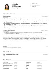 Lebenslauf-Muster für Support-Ingenieur*in