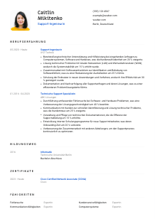 Lebenslauf-Vorlage für Support-Ingenieur*in #1