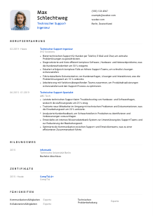 Lebenslauf-Vorlage für Technische*r Support-Ingenieur*in #1
