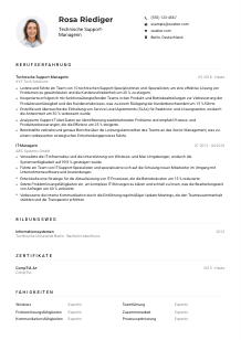 Lebenslauf-Muster für Technische*r Support-Manager*in