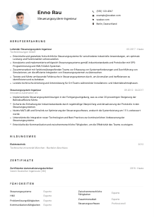 Lebenslauf-Muster für Steuerungssystem-Ingenieur*in