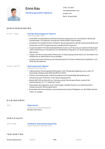 Lebenslauf-Vorlage für Steuerungssystem-Ingenieur*in #1