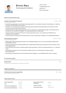 Lebenslauf-Vorlage für Steuerungssystem-Ingenieur*in #2
