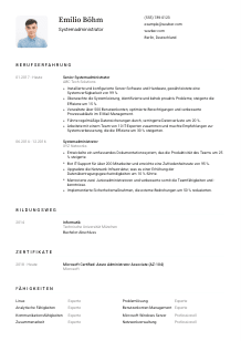 Lebenslauf-Vorlage für Systemadministrator*in #1