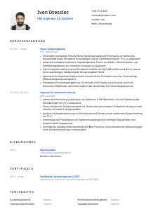 Lebenslauf-Vorlage für F&E-Ingenieur*in für Systeme #1