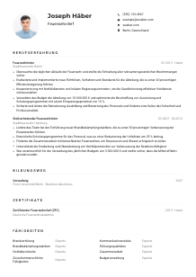 Lebenslauf-Muster für Feuerwehrchef*in