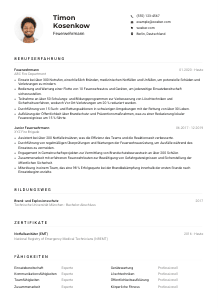 Lebenslauf-Muster für Feuerwehrmann*frau