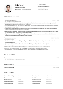 Lebenslauf-Muster für Freiwillige Feuerwehrkraft