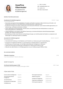 Lebenslauf-Muster für Koordinator*in für Notfallmanagement
