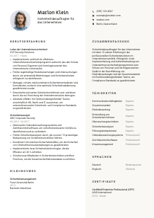 Lebenslauf-Vorlage für Sicherheitsbeauftragte*r für das Unternehmen #2