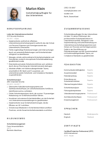 Lebenslauf-Vorlage für Sicherheitsbeauftragte*r für das Unternehmen #1