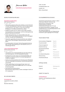 Lebenslauf-Vorlage für Sicherheitsverantwortliche*r #2