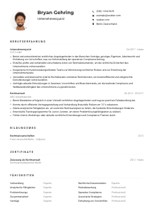 Lebenslauf-Muster für Unternehmensjurist*in