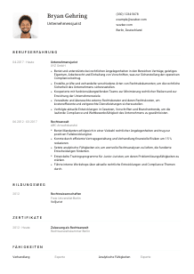 Lebenslauf-Vorlage für Unternehmensjurist*in #1