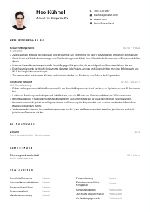 Lebenslauf-Muster für Anwält*in für Bürgerrechte