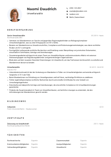 Lebenslauf-Muster für Umweltanwält*in